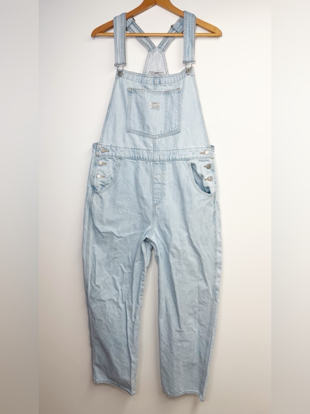 Levi’s Vintage Overalls Light Wash Straight Leg Workwear Size Large - Picture 3 of 10